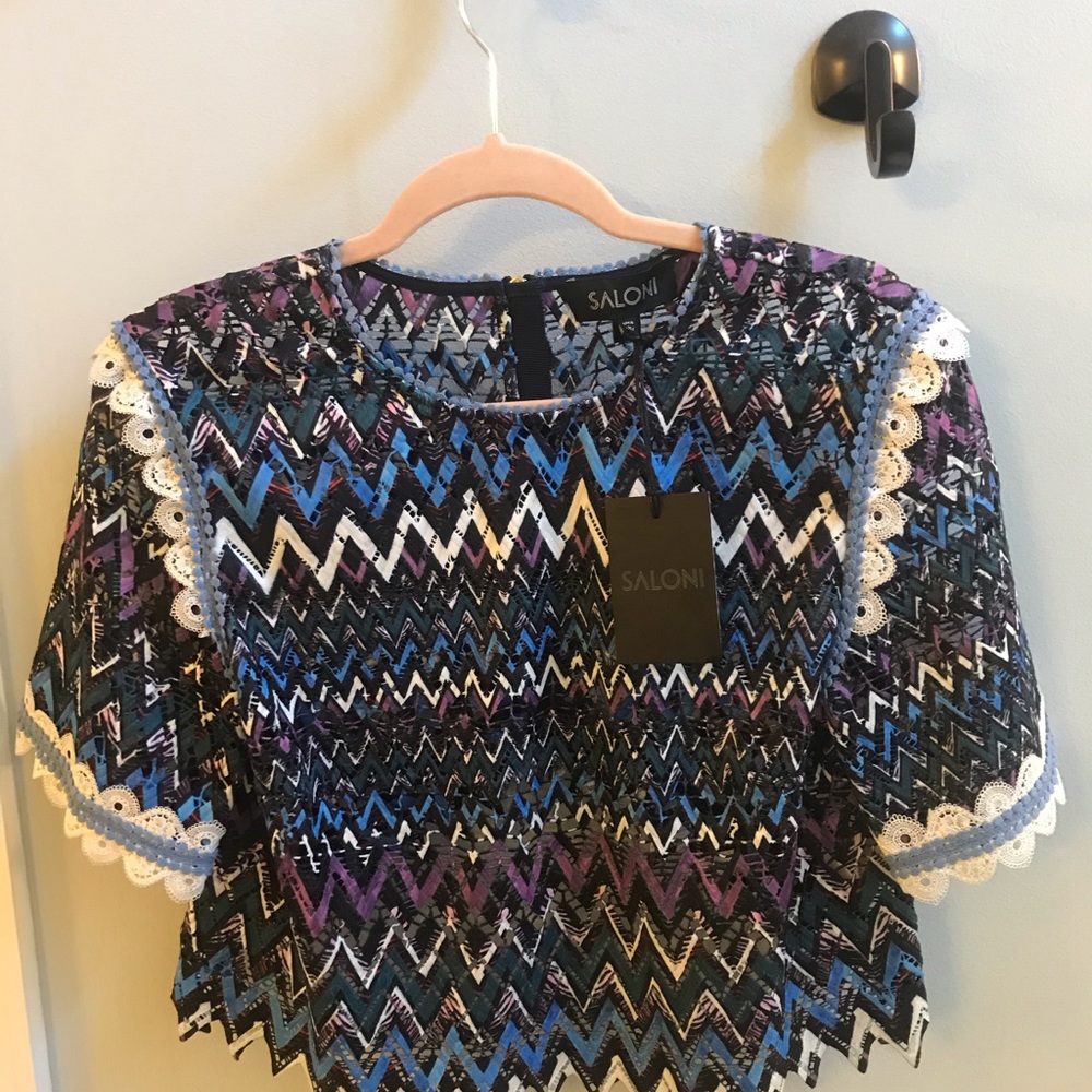 Saloni Ophelle Chevron Lace Top